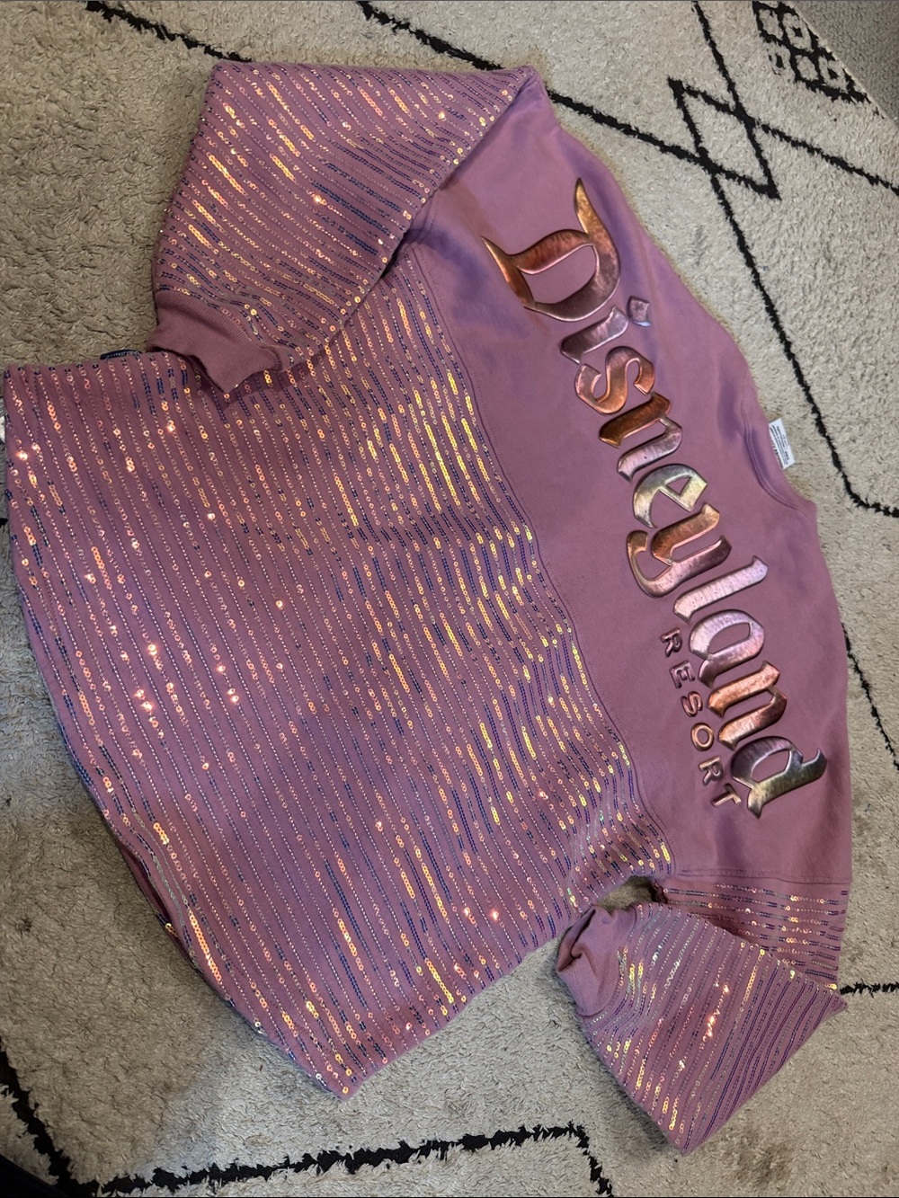 Disneyland mickey spirit jersey Pink Sequin Pullover Top - Resort Graphic M